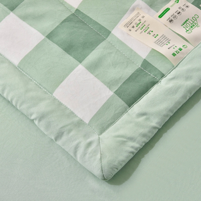 91家纺网 家纺一手货源 找家纺 玉清坊 2025新款色织水洗棉新疆棉花夏被【支持一件代发】 绿白中格