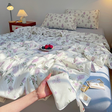 简爱 2025新款A类针织棉大豆纤维夏被 紫藤花语