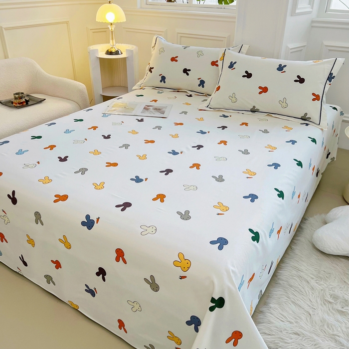 91家纺网 家纺一手货源 找家纺 锦罗绣 2025新款全棉13376印花套件单品单床单 兔宝宝