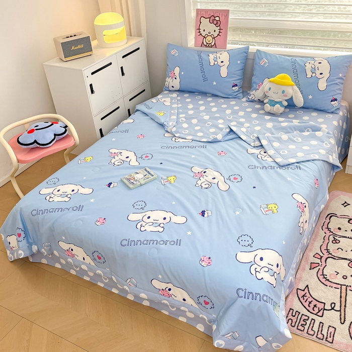 91家纺网 家纺一手货源 找家纺 博雅 2025新款三丽鸥全棉纯棉夏被夏凉被空调被四件套 夏被全棉-甜品玉桂狗