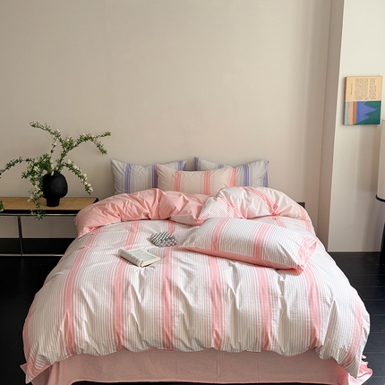 玖弘家居 2025新款提花全棉四件套-繁星 繁星-粉