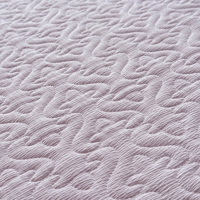 91家纺网 家纺一手货源 找家纺 花香四季家纺 2025新款泡芙小姐双层纱华夫格柔棉夹棉绗缝床盖床垫子单件三件套 泡芙小姐-紫