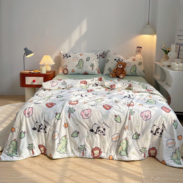 91家纺网 家纺一手货源 找家纺 简爱 2025新款A类针织棉大豆纤维夏被 卡通世界