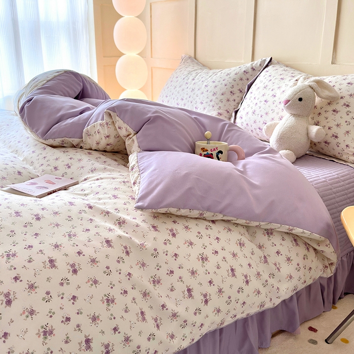 91家纺网 家纺一手货源 找家纺 人人爱 2025新款有氧针织棉双层纱床盖款四件套 雷拉小姐