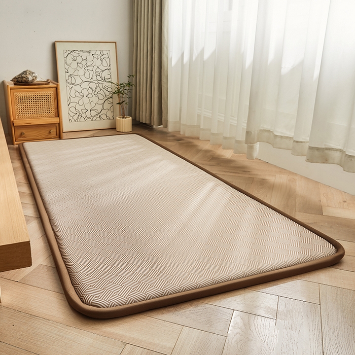 91家纺网 家纺一手货源 找家纺 迪乐妮 2025新款抑菌冰丝地垫床垫爬爬垫-小床图 抑菌冰丝垫饼干花-咖色