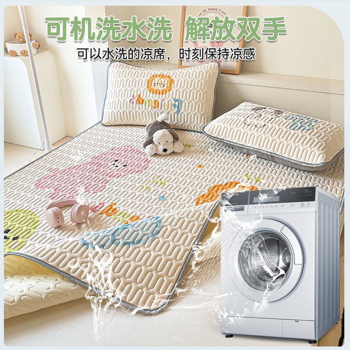 91家纺网 家纺一手货源 找家纺 布卢姆床垫 2025新款A类大版数码凉感丝乳胶凉席 动物派对