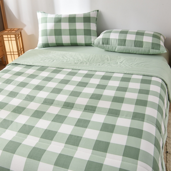 91家纺网 家纺一手货源 找家纺 玉清坊 2025新款色织水洗棉新疆棉花夏被【支持一件代发】 绿白中格