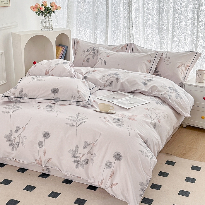 91家纺网 家纺一手货源 找家纺 锦罗绣 2025新款全棉13376印花套件单品单被套 小思绪-粉