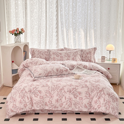91家纺网 家纺一手货源 找家纺 锦罗绣 2025新款全棉13376印花套件单品单被套 米兰之夜-粉