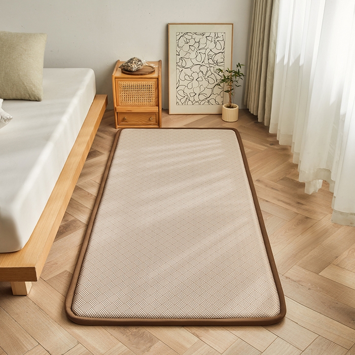 91家纺网 家纺一手货源 找家纺 迪乐妮 2025新款抑菌冰丝地垫床垫爬爬垫-小床图 抑菌冰丝垫饼干花-咖色