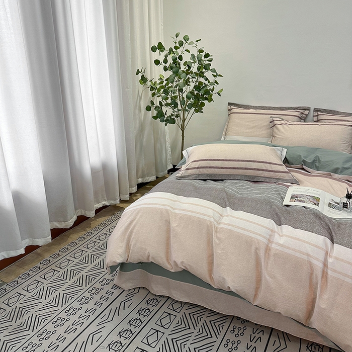 91家纺网 家纺一手货源 找家纺 橙艺 2025新款春夏铂金全棉四件套第二波 凝翠