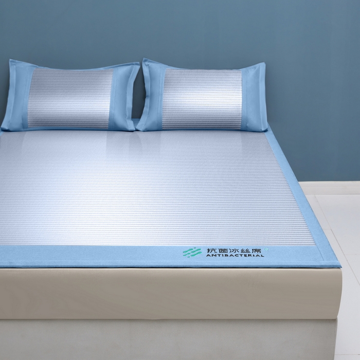 91家纺网 家纺一手货源 找家纺 迪乐妮 2025新款母婴级抗菌床笠款冰丝席 蓝 床单款