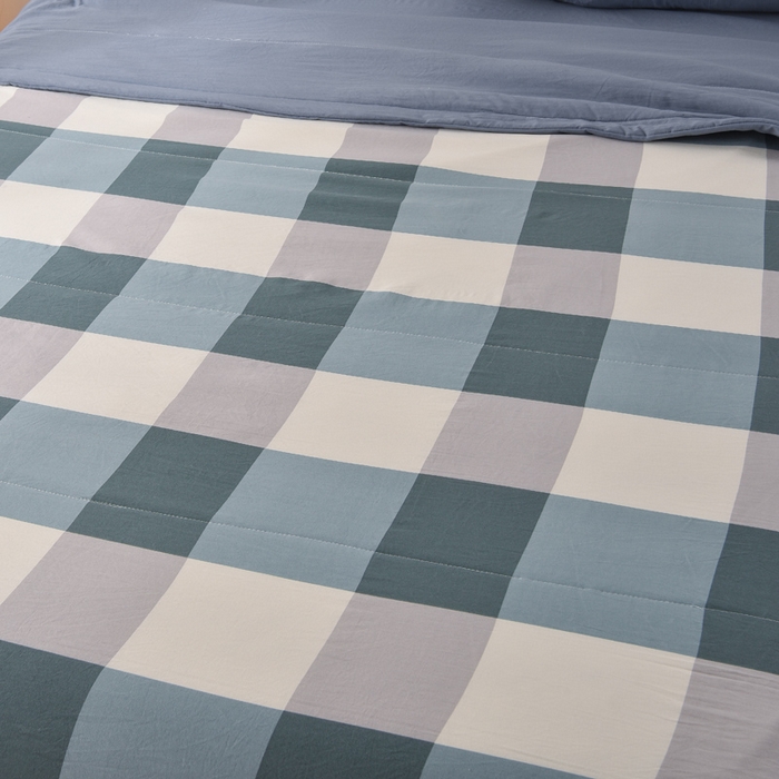 91家纺网 家纺一手货源 找家纺 玉清坊 2025新款色织水洗棉新疆棉花夏被【支持一件代发】 海蓝大格