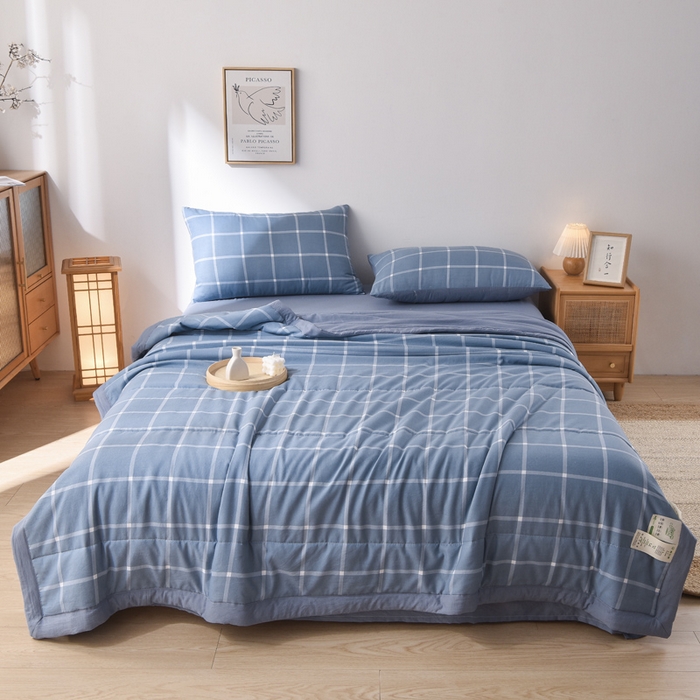 91家纺网 家纺一手货源 找家纺 玉清坊 2025新款色织水洗棉新疆棉花夏被【支持一件代发】 布丁大格