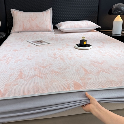 91家纺网 家纺一手货源 找家纺 （总）小萌虎 小萌虎 2025新款PE高分子乙纶提花凉感凉席床席款床笠款