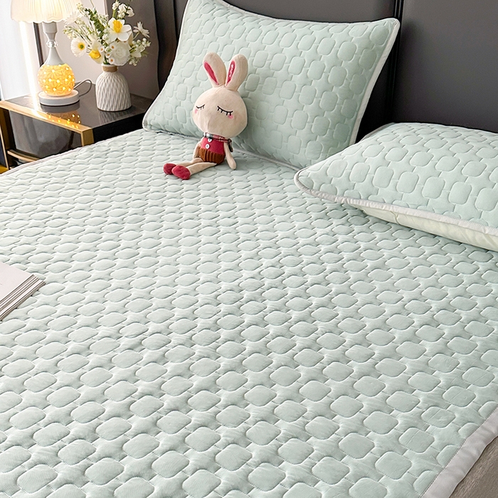 91家纺网 家纺一手货源 找家纺 爱洛家纺 2025新款凉感丝羽丝棉床垫 熊猫-浅天蓝