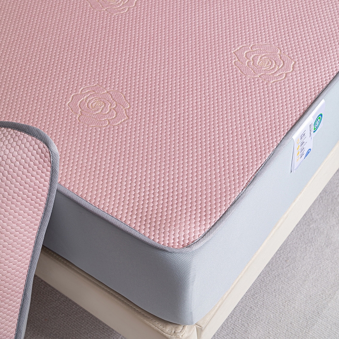 91家纺网 家纺一手货源 找家纺 （总）2025新款山茶花系列冰豆豆床笠款凉席两件套三件套