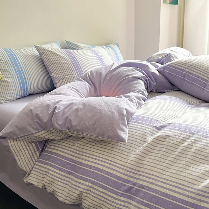 91家纺网 家纺一手货源 找家纺 玖弘家居 2025新款提花全棉四件套-繁星 繁星-紫