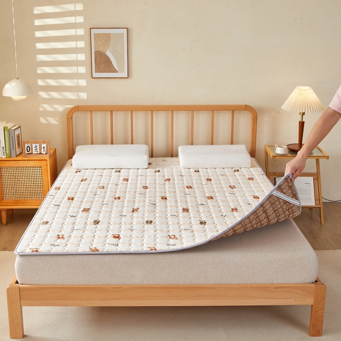 91家纺网 家纺一手货源 找家纺 迪乐妮 2025新款双面可用抑菌冰丝床褥爬爬垫-大床图 耍酷熊