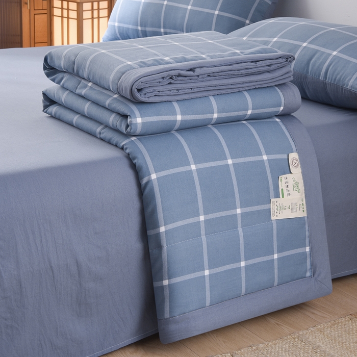 91家纺网 家纺一手货源 找家纺 玉清坊 2025新款色织水洗棉新疆棉花夏被【支持一件代发】 布丁大格