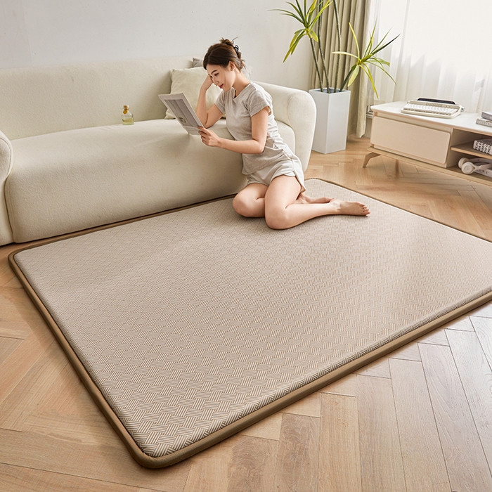 91家纺网 家纺一手货源 找家纺 迪乐妮 2025新款抑菌冰丝地垫床垫爬爬垫-大床图 抑菌冰丝垫+饼干花-咖色