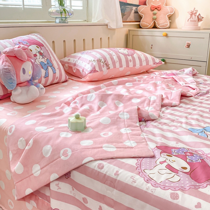 91家纺网 家纺一手货源 找家纺 博雅 2025新款三丽鸥全棉纯棉夏被夏凉被空调被四件套 夏被全棉-甜甜美乐蒂