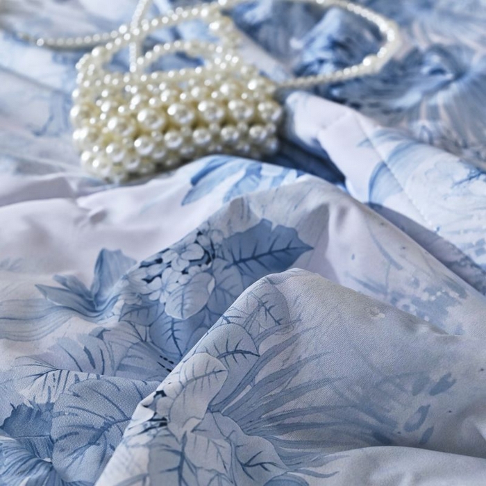 91家纺网 家纺一手货源 找家纺 佳居缘 2025新款A类冰氨双面数码印花凉感夏被 林鹿-蓝