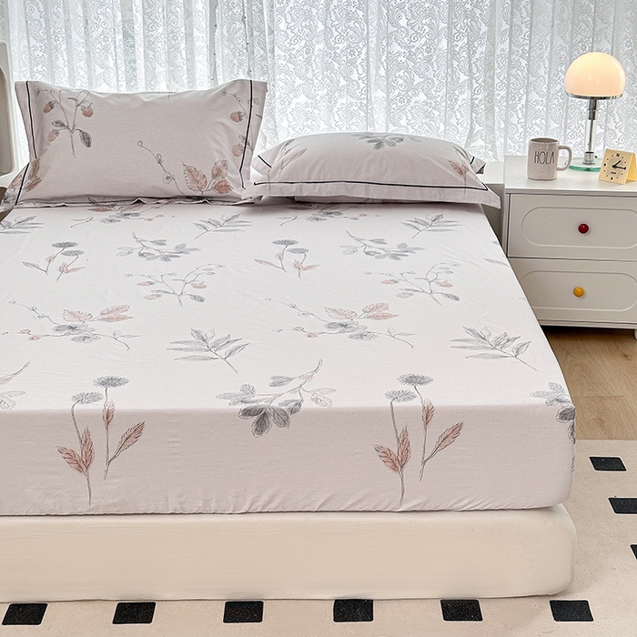 91家纺网 家纺一手货源 找家纺 锦罗绣 2025新款全棉13376印花套件单品单床笠 小思绪-粉