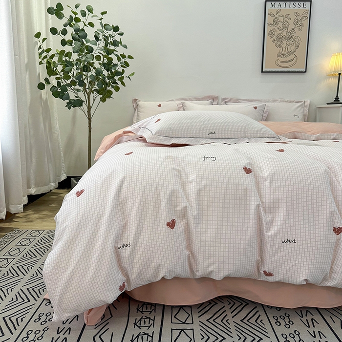 91家纺网 家纺一手货源 找家纺 橙艺 2025新款春夏铂金全棉四件套第二波 微光-粉