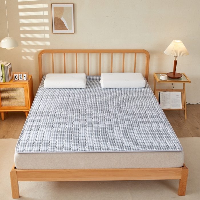 91家纺网 家纺一手货源 找家纺 迪乐妮 2025新款双面可用抑菌冰丝床褥爬爬垫-大床图 经典格