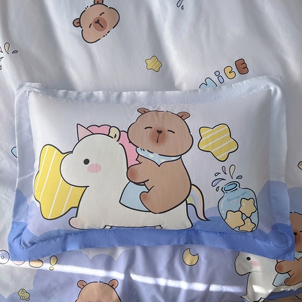 2025新款纯棉全棉卡通卡皮巴拉枕套 旋转巴拉