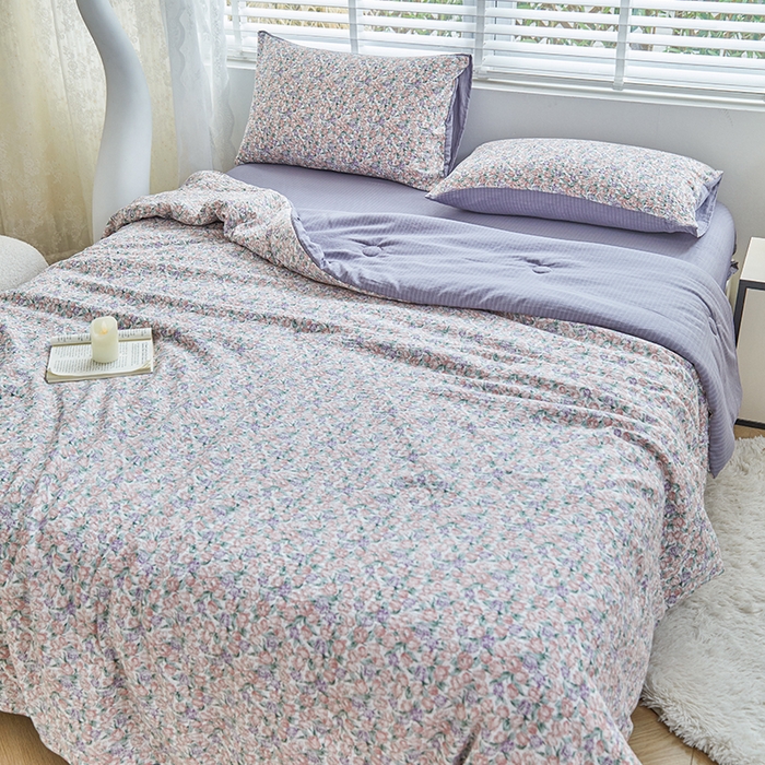 91家纺网 家纺一手货源 找家纺 迪乐妮 2025新款彩竺棉夏被四件套 紫郁