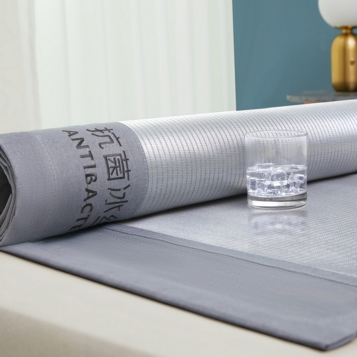 91家纺网 家纺一手货源 找家纺 迪乐妮 2025新款母婴级抗菌床笠款冰丝席 灰 床单款