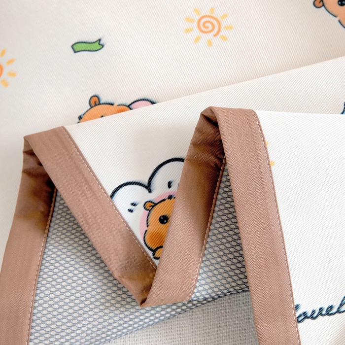 91家纺网 家纺一手货源 找家纺 宝贝优选 2025新款宝贝优选儿童7A抗菌高密绣花冰丝席 可爱巴拉