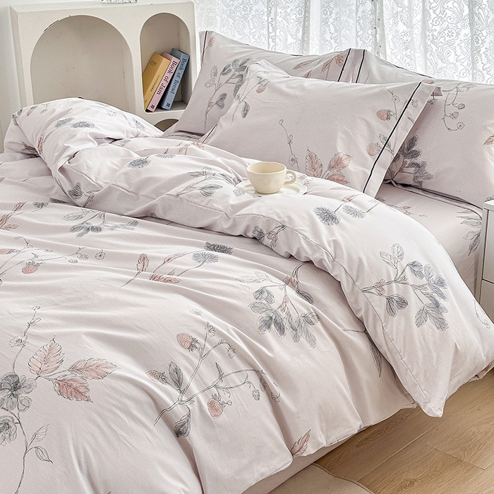 91家纺网 家纺一手货源 找家纺 锦罗绣 2025新款全棉13376印花套件单品单被套 小思绪-粉