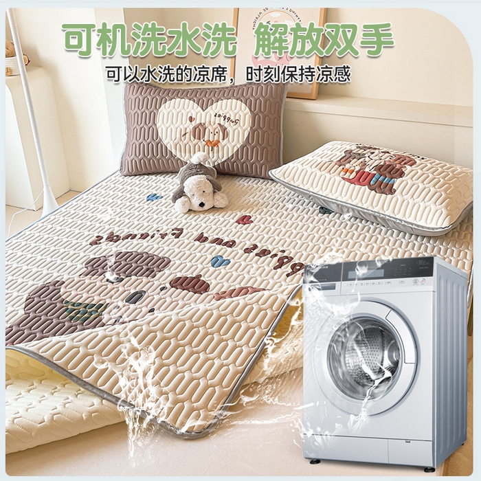 91家纺网 家纺一手货源 找家纺 布卢姆床垫 2025新款A类大版数码凉感丝乳胶凉席 狗狗乐园