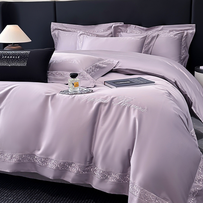 91家纺网 家纺一手货源 找家纺 安妮家居 2025新款全棉A类麦穗系列四件套 麦穗-紫色