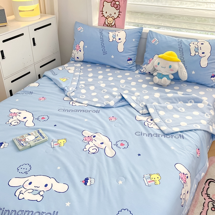 91家纺网 家纺一手货源 找家纺 博雅 2025新款三丽鸥全棉纯棉夏被夏凉被空调被四件套 夏被全棉-甜品玉桂狗