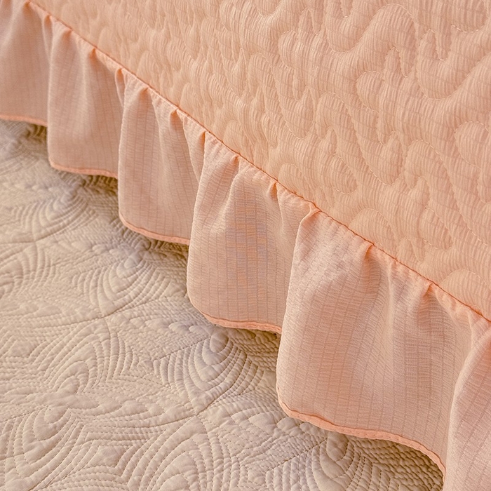 91家纺网 家纺一手货源 找家纺 花香四季家纺 2025新款泡芙小姐双层纱华夫格柔棉夹棉绗缝床盖床垫子单件三件套 泡芙小姐-玉