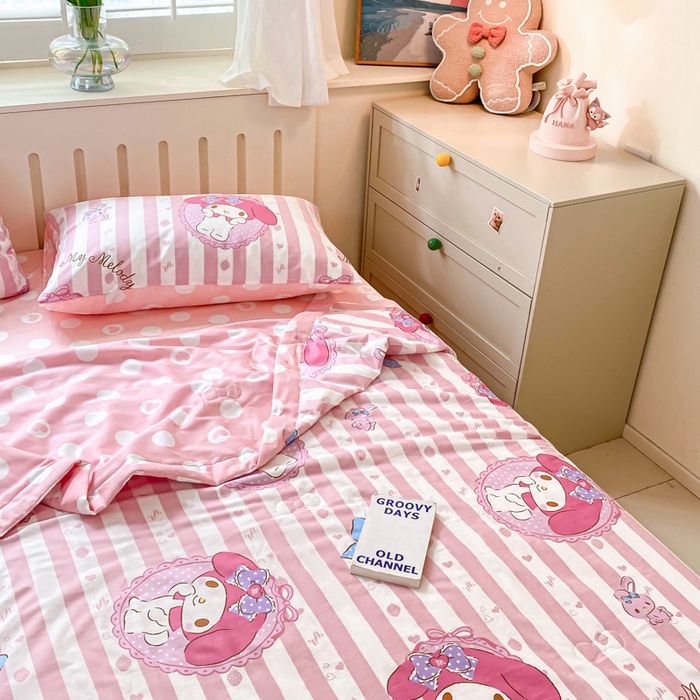 91家纺网 家纺一手货源 找家纺 博雅 2025新款三丽鸥全棉纯棉夏被夏凉被空调被四件套 夏被全棉-甜甜美乐蒂