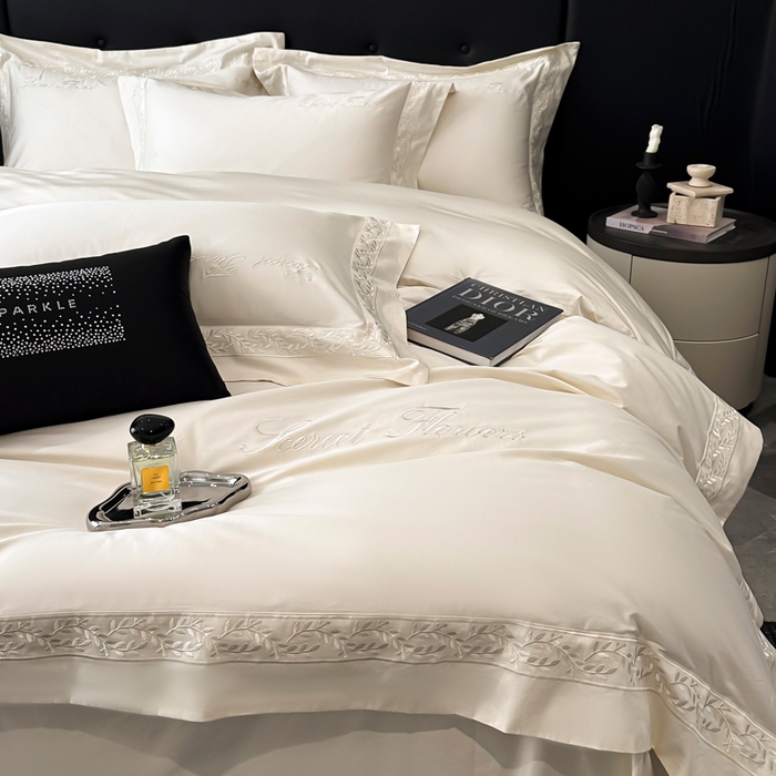 91家纺网 家纺一手货源 找家纺 安妮家居 2025新款全棉A类麦穗系列四件套 麦穗-米白