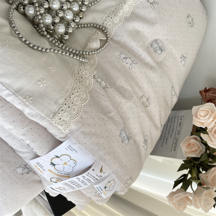 91家纺网 家纺一手货源 找家纺 （总）奈萝家纺 奈萝2025新款全棉13372法式花边纯棉夏被春秋被