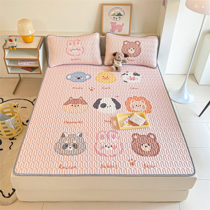 91家纺网 家纺一手货源 找家纺 布卢姆床垫 2025新款A类大版数码凉感丝乳胶凉席 动物伙伴