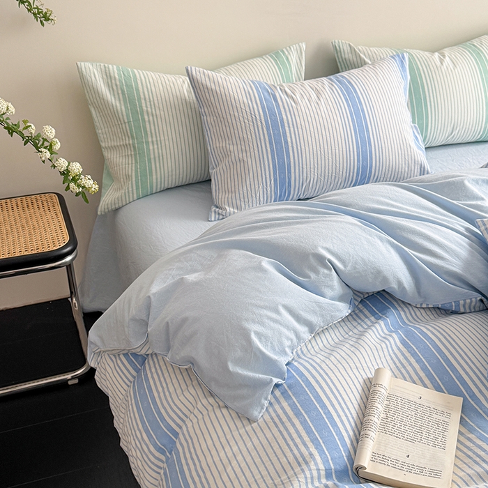 91家纺网 家纺一手货源 找家纺 玖弘家居 2025新款提花全棉四件套-繁星 繁星-蓝