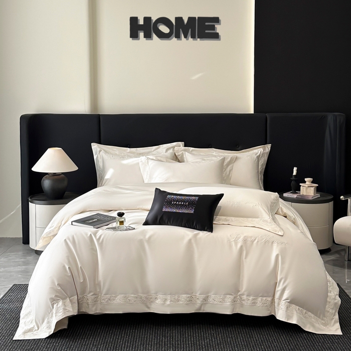 91家纺网 家纺一手货源 找家纺 安妮家居 2025新款全棉A类麦穗系列四件套 麦穗-米白