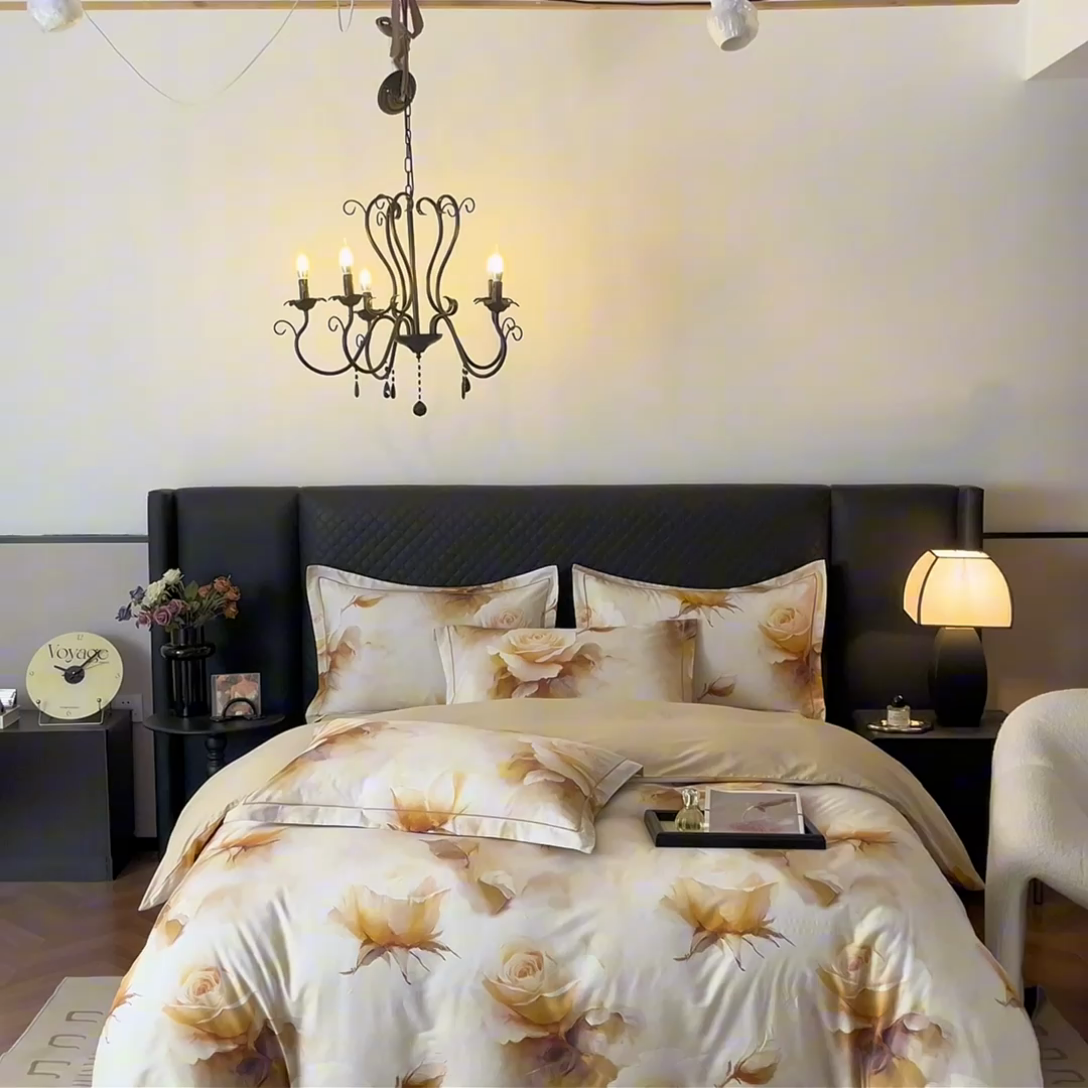 91家纺网 家纺一手货源 找家纺 金纱玉纺家纺 2025新款全棉13376数码印花四件套（礼盒包装）376A2