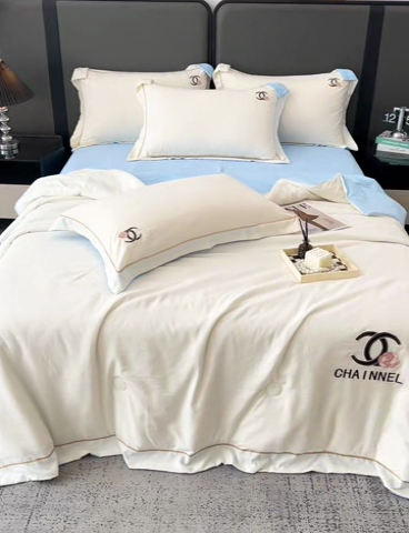 91家纺网 家纺一手货源 找家纺 （总）灰鲸 2025新款轻奢洛可刺绣水洗棉夏被四件套系列