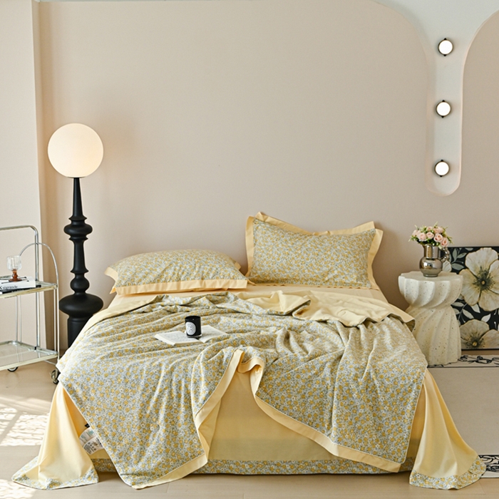 91家纺网 家纺一手货源 找家纺 佳居缘 2025新款天丝棉大豆印花夏被四件套 黛西