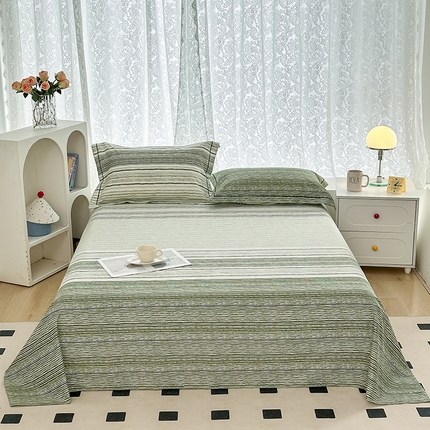 锦罗绣 2025新款全棉13376印花套件单品单床单 兮颜-绿