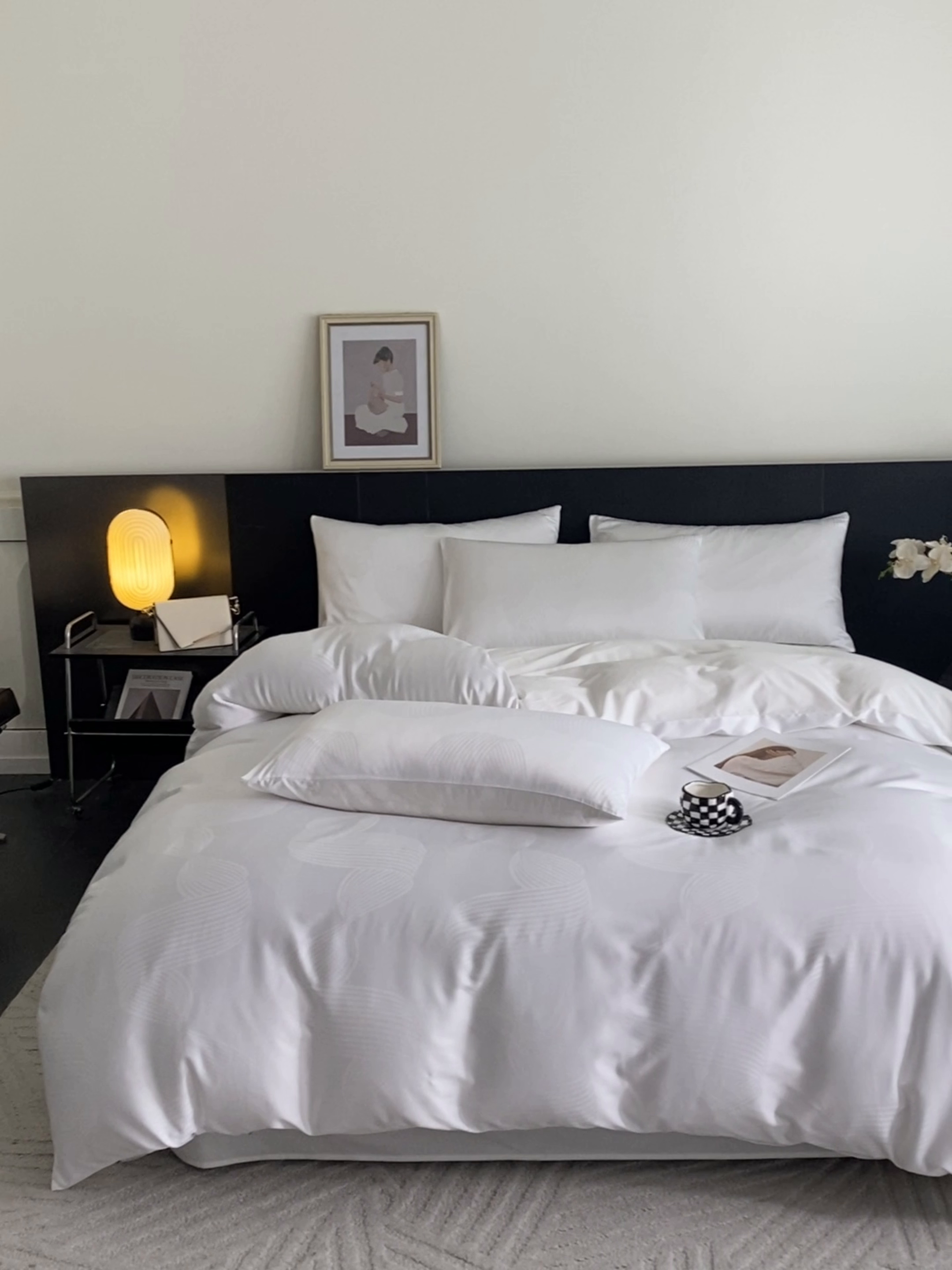 91家纺网 家纺一手货源 找家纺 琪格格纺织 2025春夏新款莱赛尔天丝四件套 莱赛尔 苏乡珠光白